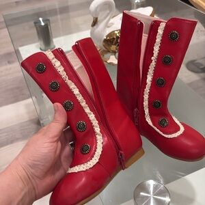 Girls Military Style Lace Ruffle Trimmed Boots By Liv & Mia Size 6